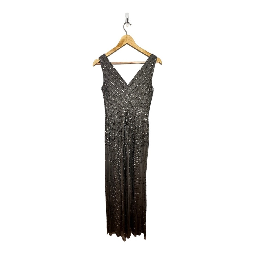 Adrianna Papell Gown Formal Dress Maxi- Sleeveless V-Neck Beaded 0 - Picture 6 of 8